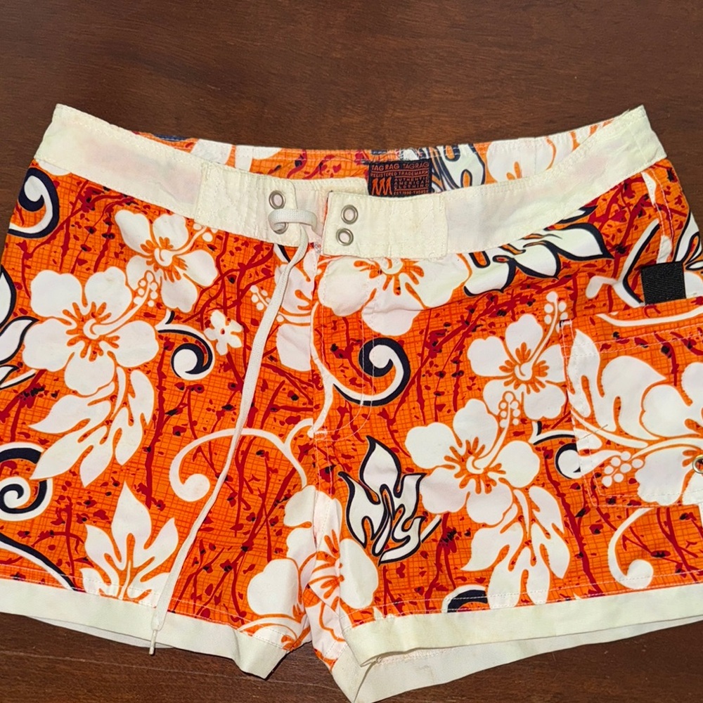 Hawaii Orange and White Floral Shorts